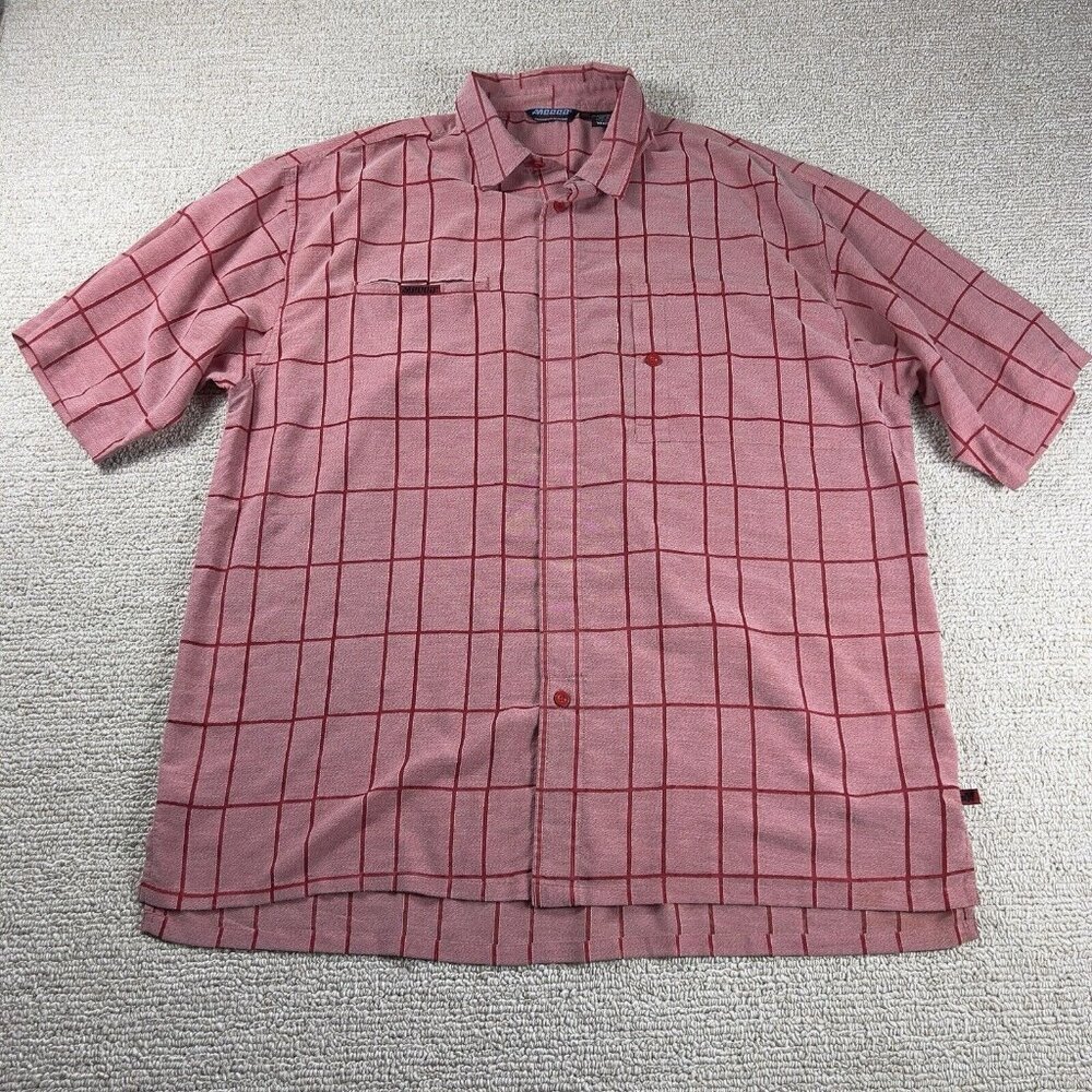 Mecca Over Sized Sheer Button Down Short Sleeve Shirt Red Men’s Size XL